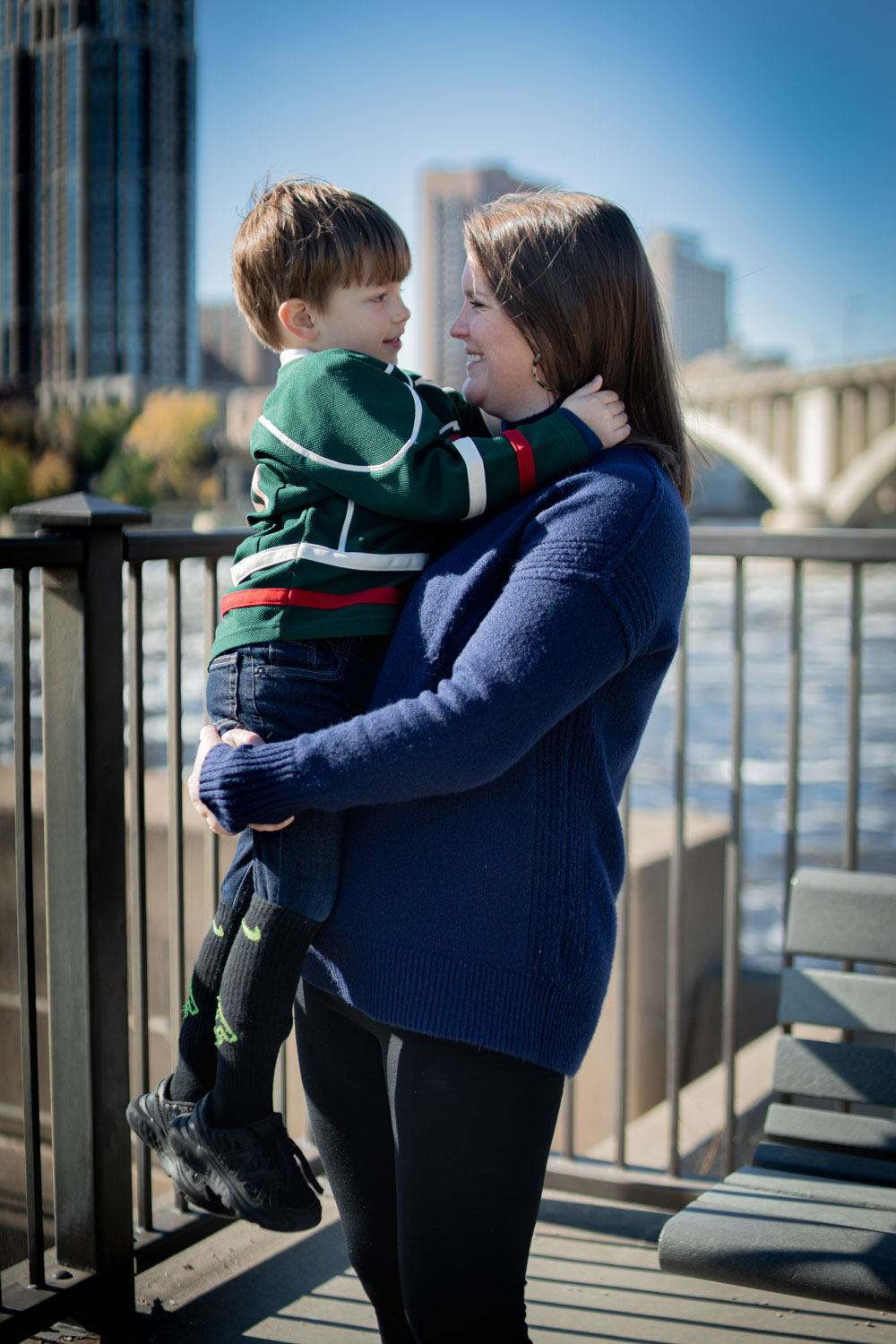 Woman holding boy