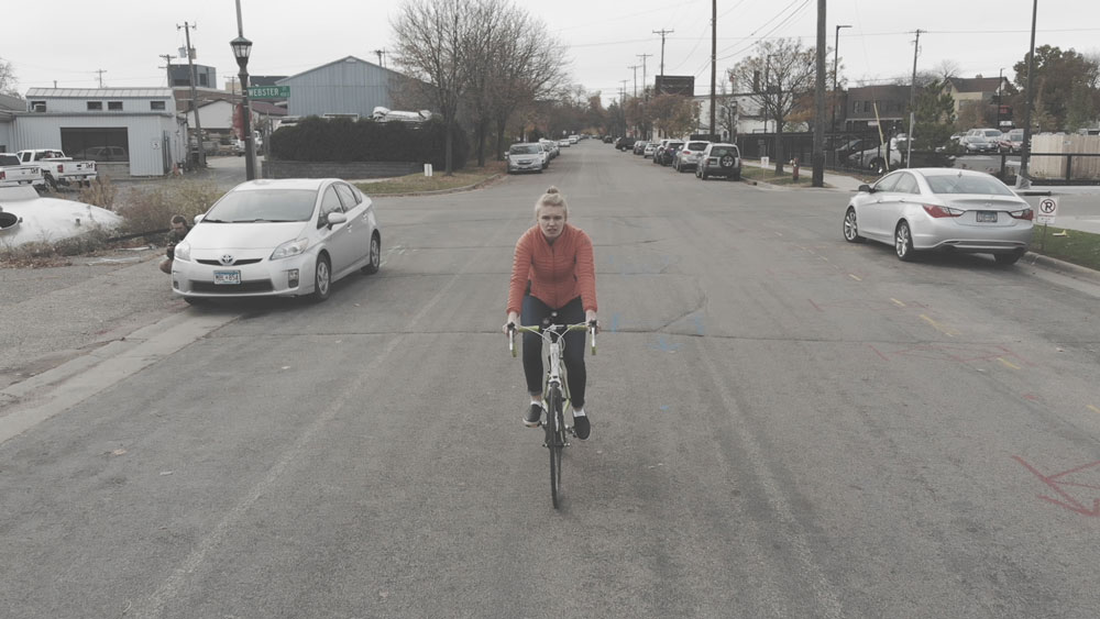 Woman riding bike